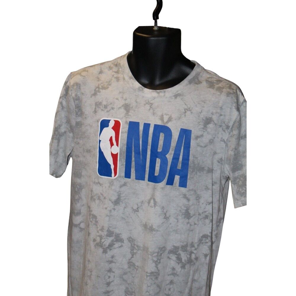 NBA Basketball Logo Short Sleeve Tie Dye T Shirt Gray Size Medium Cotton Blend